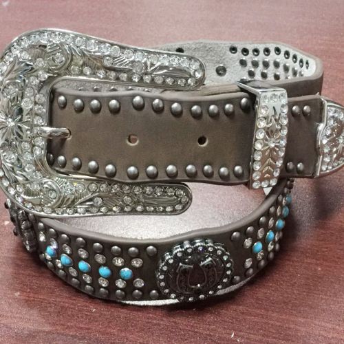 U horseshoe concho  blue turquoise rhinestone belts 