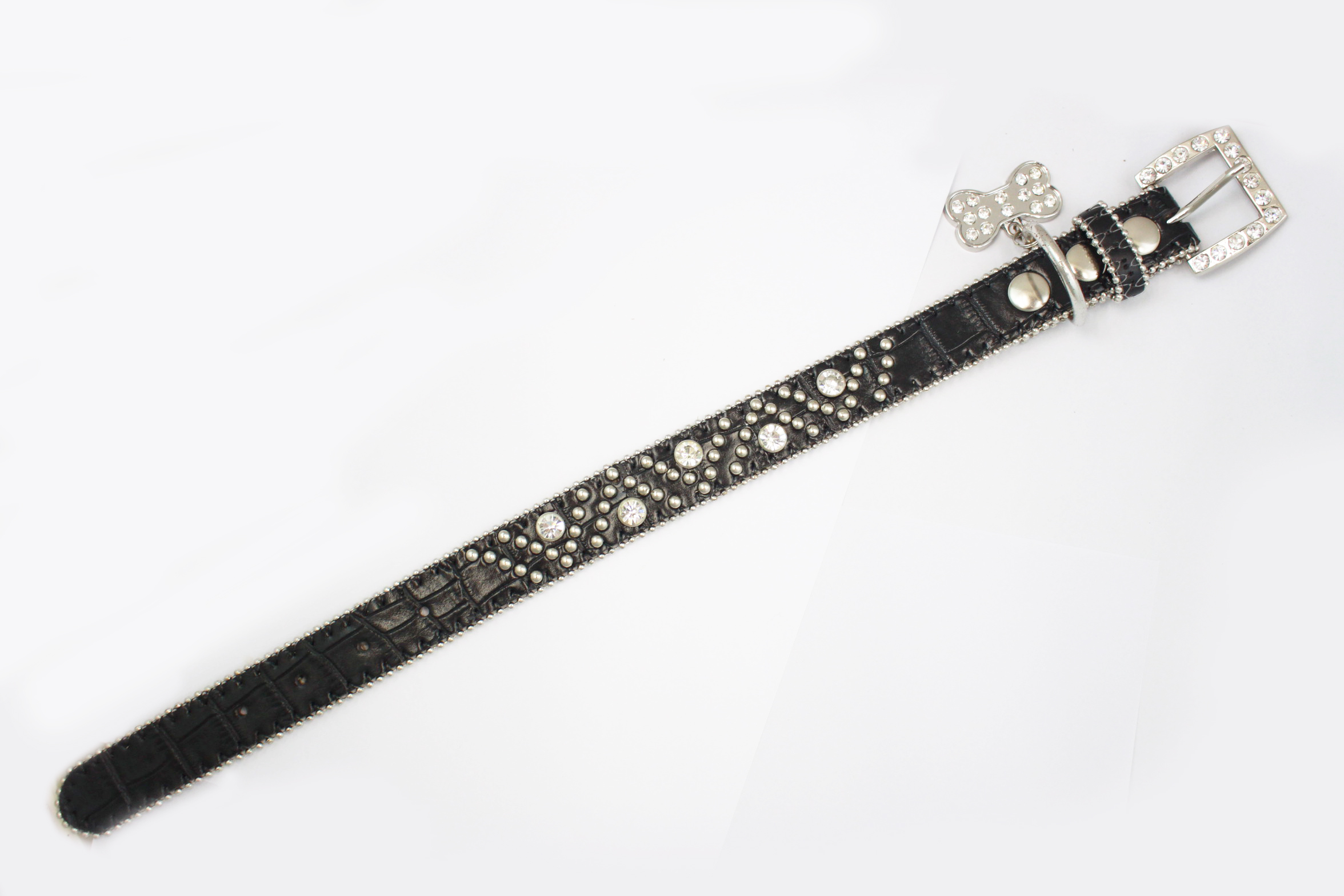 black color simple style nickle color buckle western fashion dog belt 
